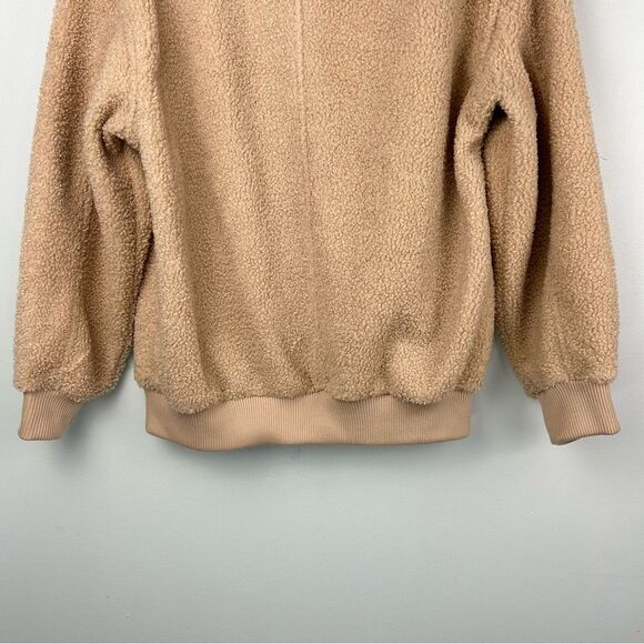 Avec Les Filles Sherpa Jacket Fuzzy Furry Warm Full Zip Tan Women’s Sz S - Picture 9 of 16